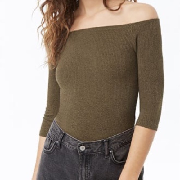 Forever 21 Tops - Forever 21 Ribbed Off-The Shoulder Top